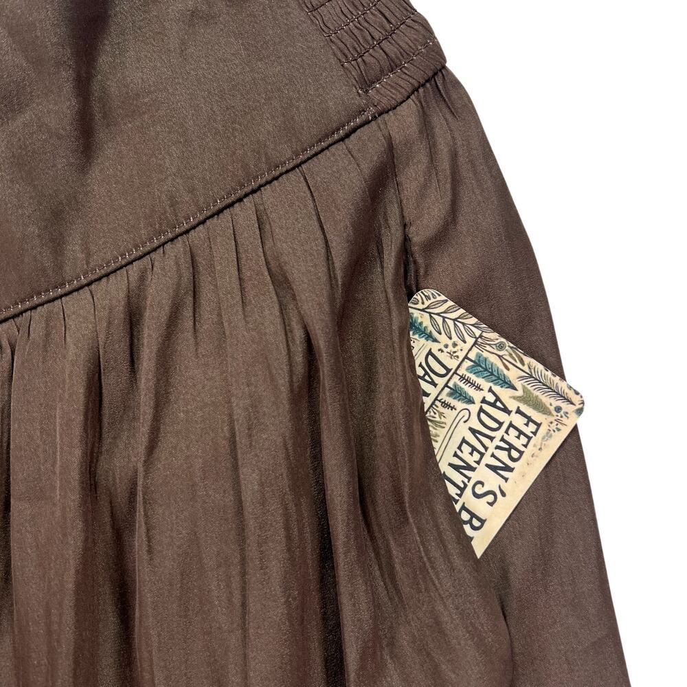Grade + Gather Satin Wide Leg Pants Womens M Brown Pull On High Rise NWT Pockets - Picture 8 of 14